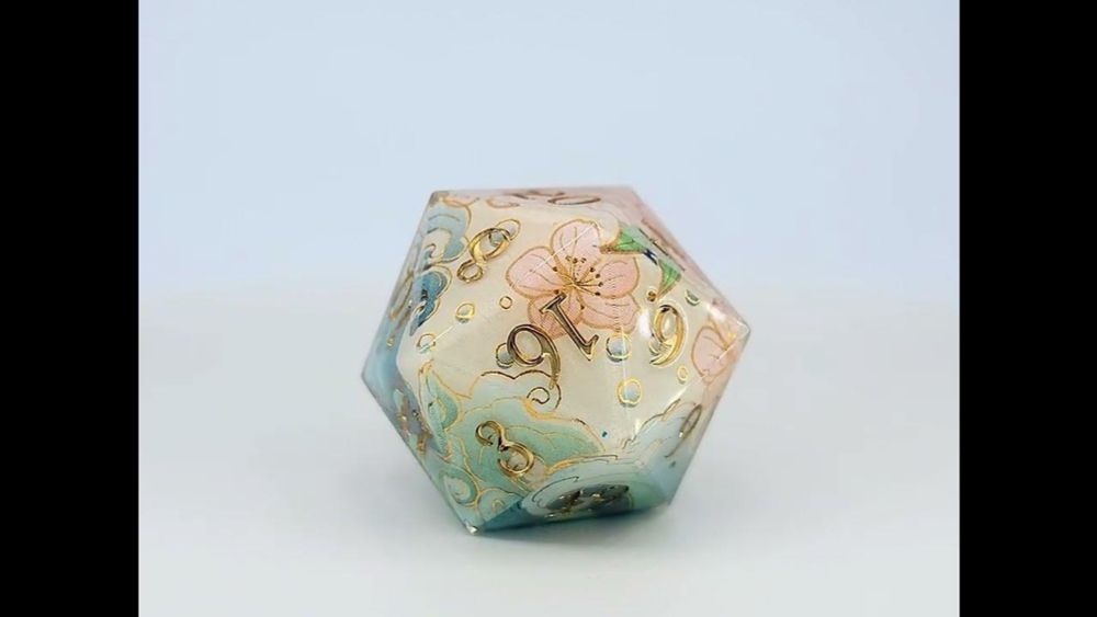 " Peach Blossom " - Sharp Edge Resin Dice by Forbidden Fae Dice