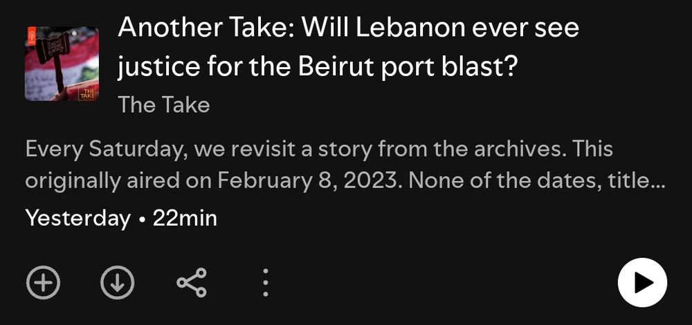 Podcast headline reading: "Will Lebanon ever see justice for the Beirut port blast?"