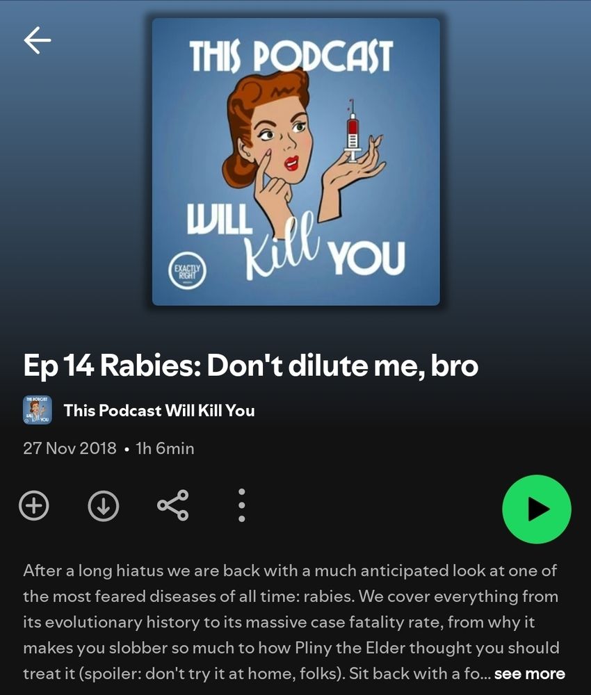 Screenshot of This Podcast Will Kill You ep14 Rabies: Dont Dilute Me Bro
