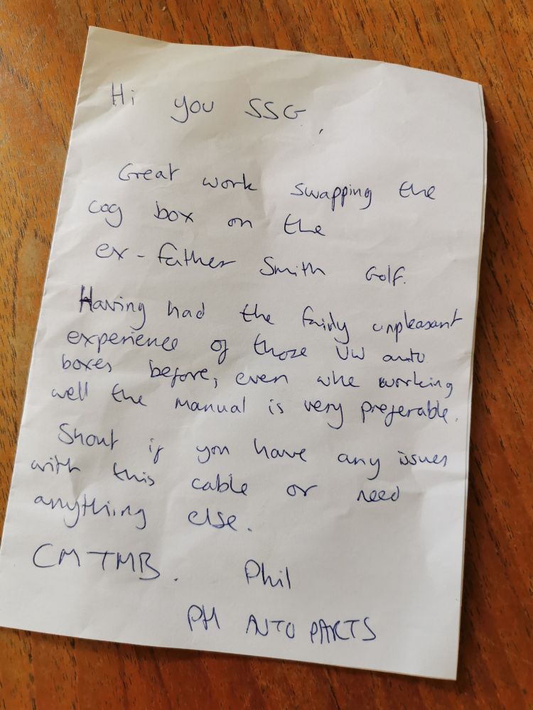 A hand written note containing Smith & Sniff podcast references
