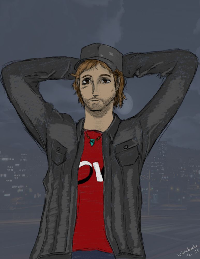 Digital drawing of my GTA character, Samuel Barnes :) 