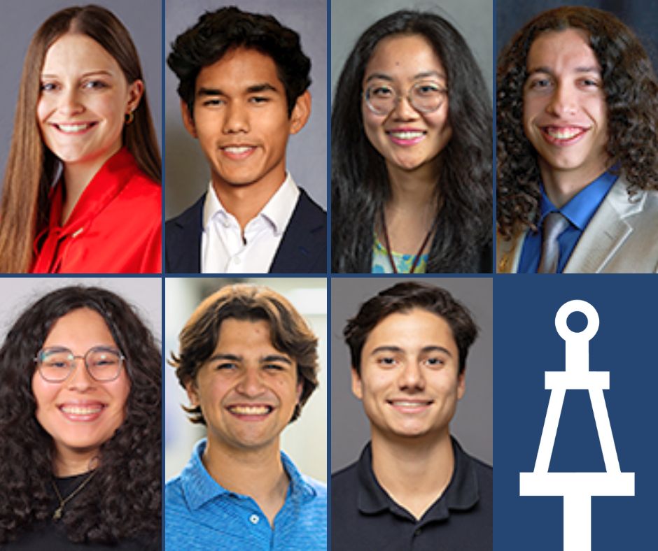 Seven headshots of Tau Beta Pi 2025 Scholars