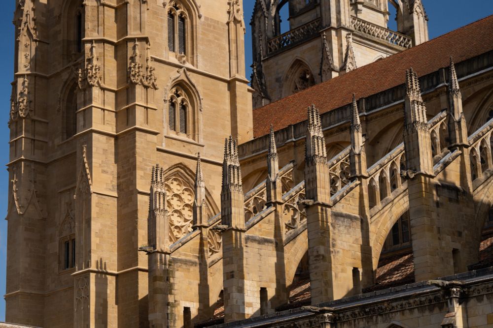 A detail showing the flying buttresses outside the cathdral 