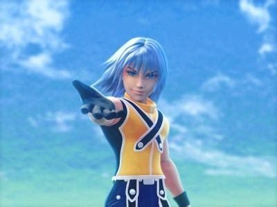 Riku from Kingdom Hearts intro reaching out words the camera with a big wave behind him.