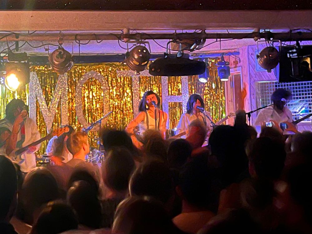 Wet Leg on stage at the Moth Club during secret gig (playing as Uma Thurman)