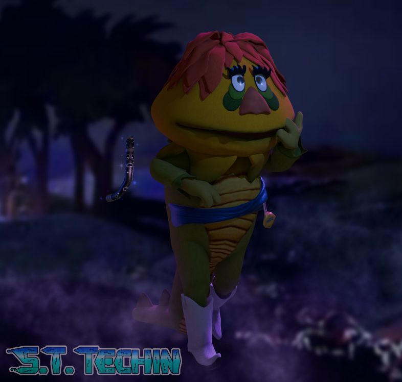 3d render i made with my custom freddy the flute and H.R. Pufnstuf models