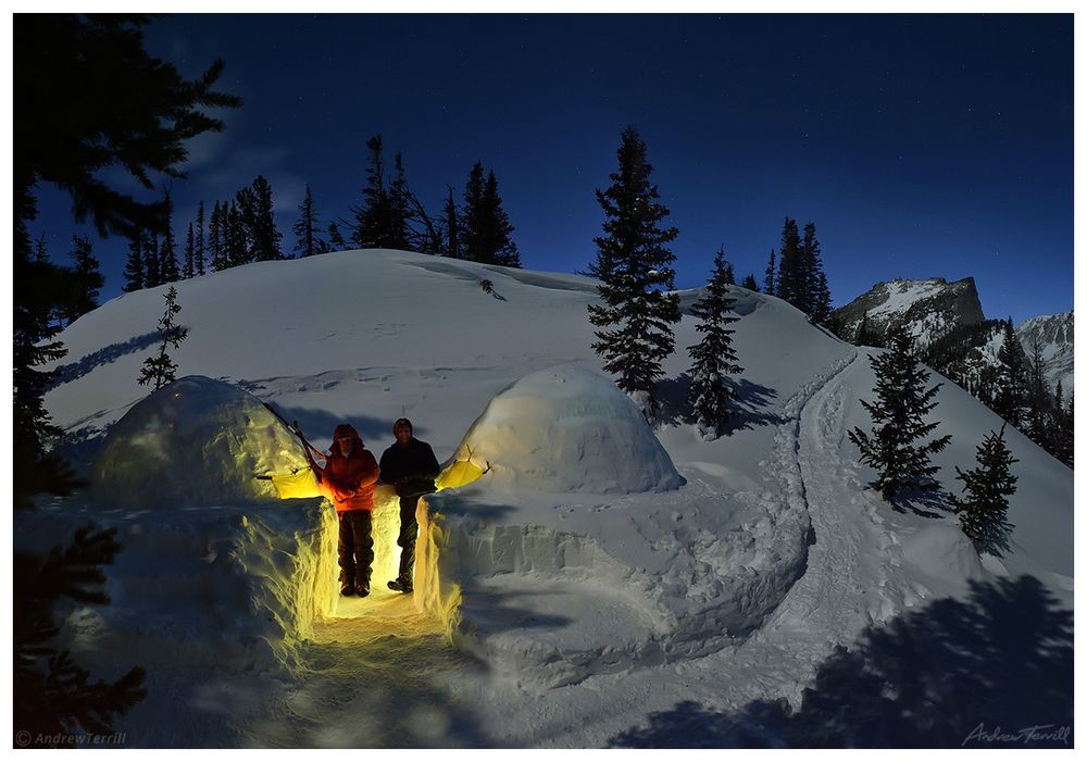 Two igloos in rocky mountain national park with igloo ed and andrew terrill