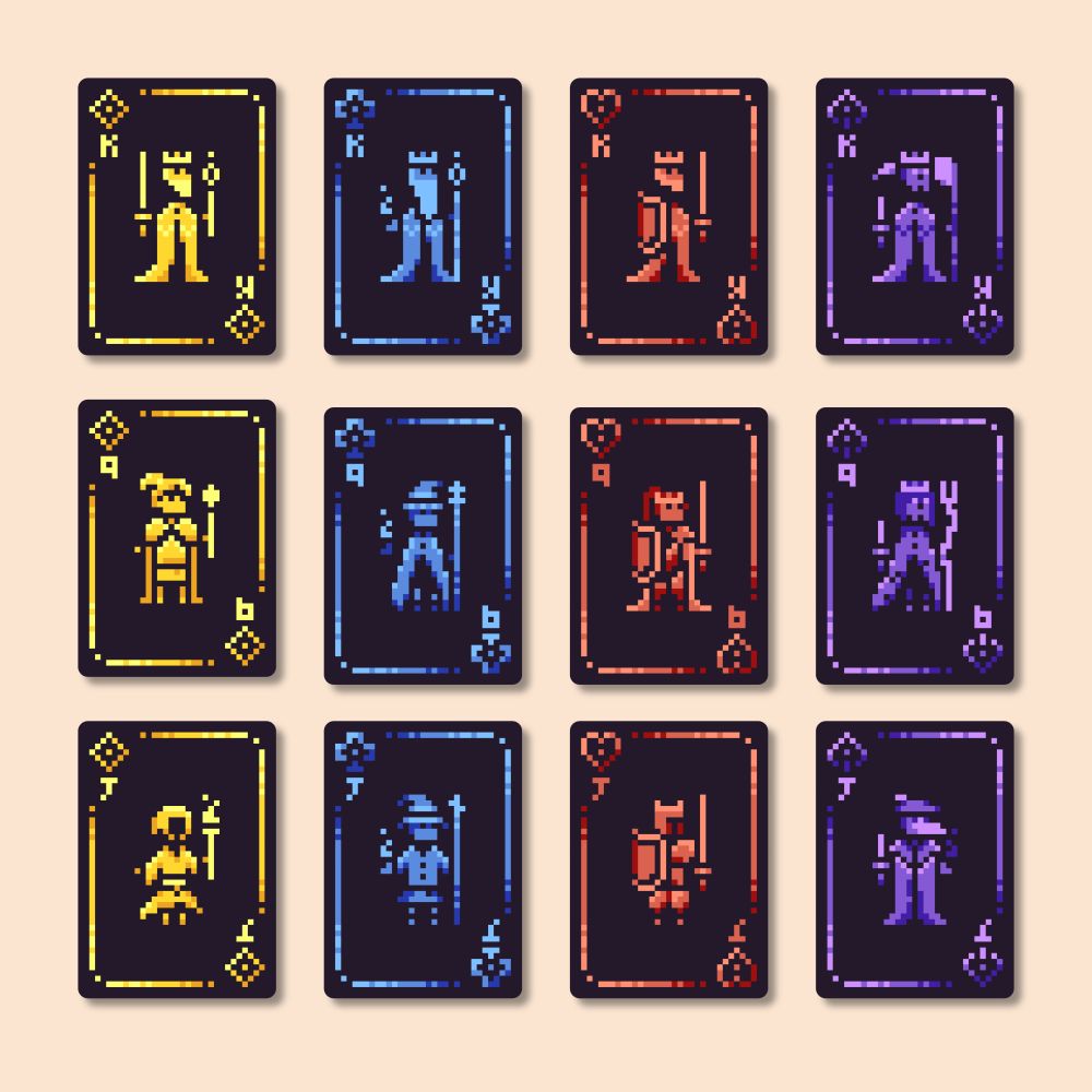 pixel art card, figures