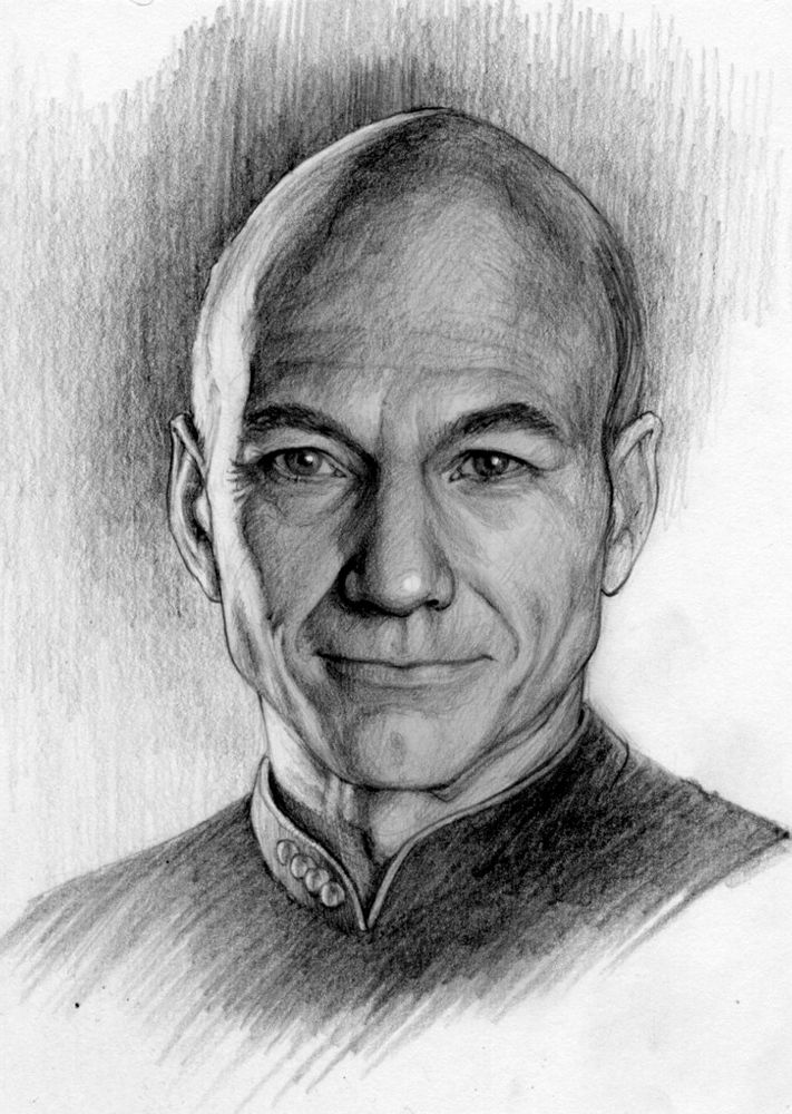 pencil portrait of Captain Picard