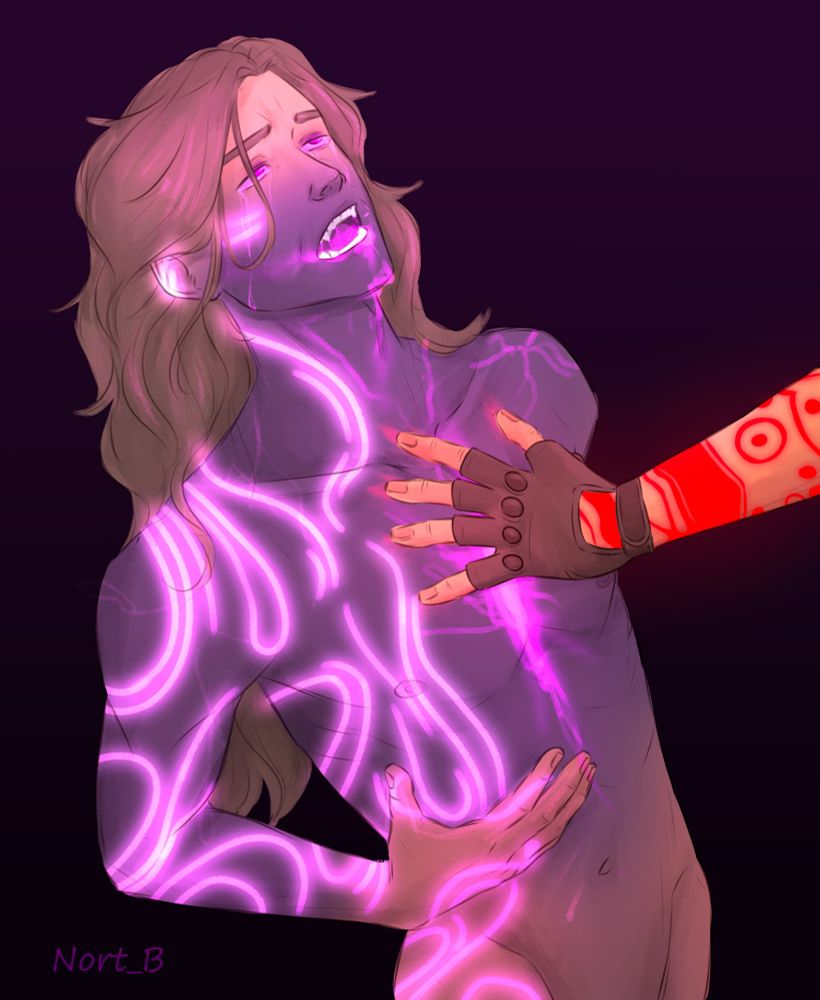 Насколько сильную боль можно испытать от предательства? Это не делает тебя слабым, только лишь подтверждает никчемность того, кто воткнул нож. 
После такого слышишь фразу: "ты такой же красивый".. А в душе пустота и противная горечь...

Жаскен с детства был любимым ребенком, он доверял, потому что его так воспитали. А мир то страшен оказался. На работе в Гиперионе он тоже не встречался по началу с скотским обращением, его уважали и ценили, как работника. Постепенно вылетать он стал после смерти коллеги, который буквально умирал у него на руках. Постоянные бессонные ночи с мыслями о том, что это он сделал что-то не так.. а не кто-то другой. И все еще надежда в людей не умирала.
И ведь после того, как превратился, он все еще продолжал верить людям... Но тут уже сыграло то, что он стал связан с сиренами напрямую. Это отчасти туманило рассудок.
Только теперь стало не страшно умирать...

#borderlands #TroyCalypso #Jasken