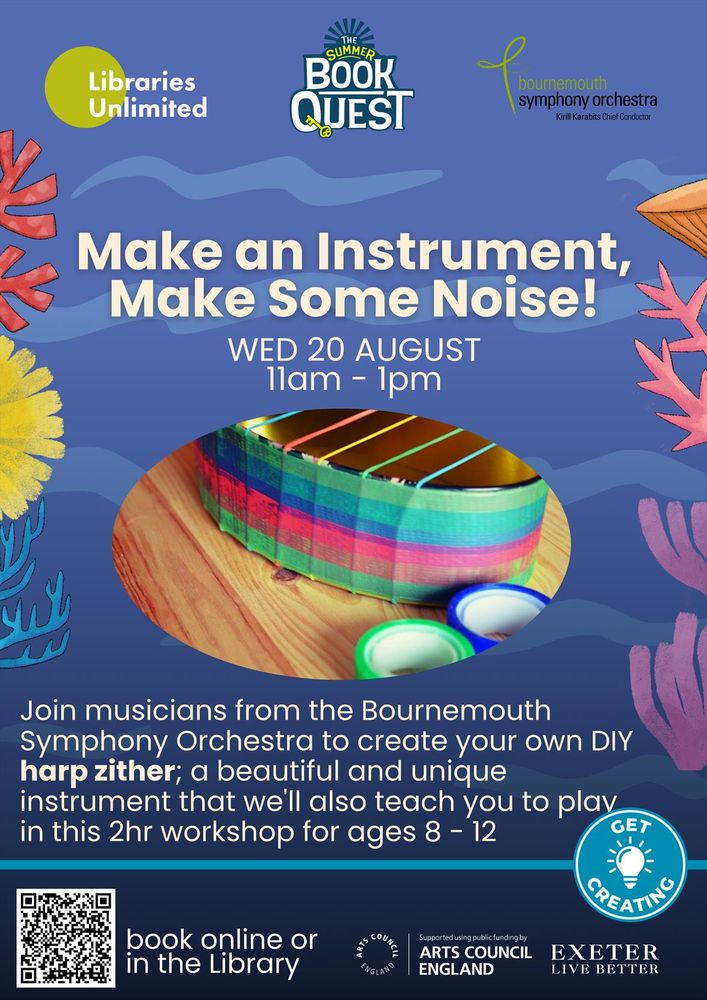 Join Emma from the Bournemouth Symphony Orchestra and special guest Ian (a retired Exeter University professor with a passion for instrument making,) for a creative, hands-on music workshop.