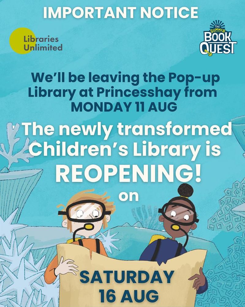 The newly transformed and fully refurbished Children’s Library at Exeter Central Library reopens Saturday 16 August!