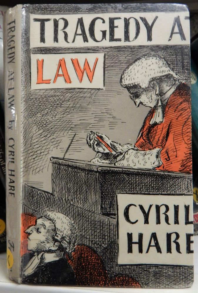 Tragedy At Law is a 1942 novel by Cyril Hare, who never actually existed. It's the crimewriting nom de plume of Alfred Clark, who brought his experience as a judge to bear on his deadly fictions. Illustrator Mervyn Peake's style is evident in the extensive crosshatching and shading and in the exaggerated profiles of the judge and barrister, with their sharp edged beaks.