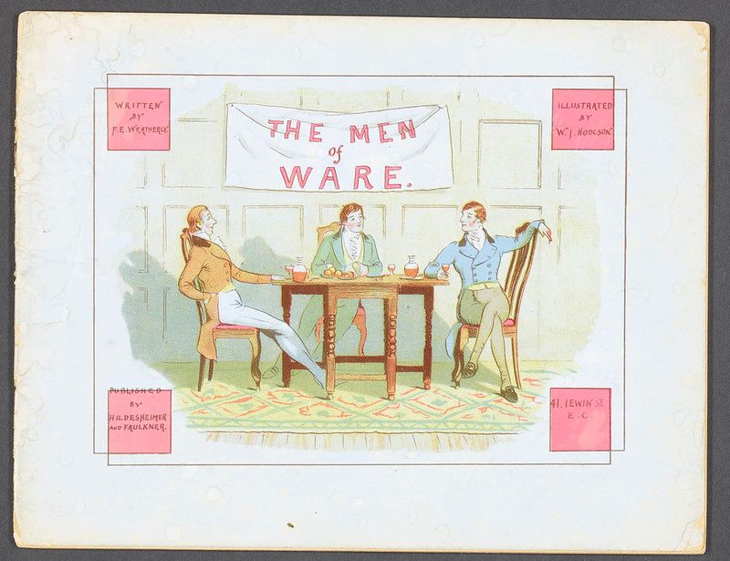 Three well dressed men from the 1800s sat around a table with glasses of wine.