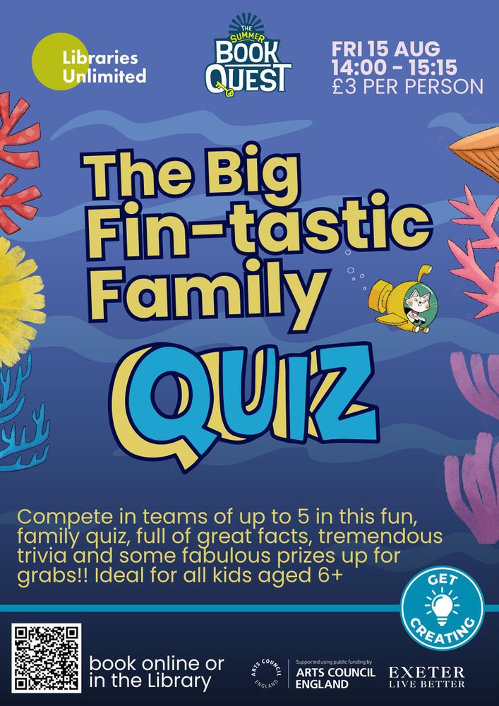 Perfect for children aged 6+ and their grown-ups. Tickets are £3 per person. Limited spaces available so booking is very much recommended 

The event will take place in the Rougemont Room at Exeter Library and last for just over an hour. 
