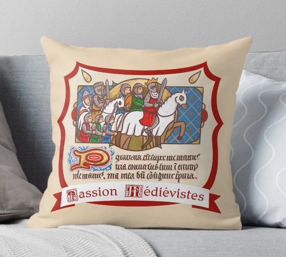 coussin avec une illustration de Passion Médiévistes