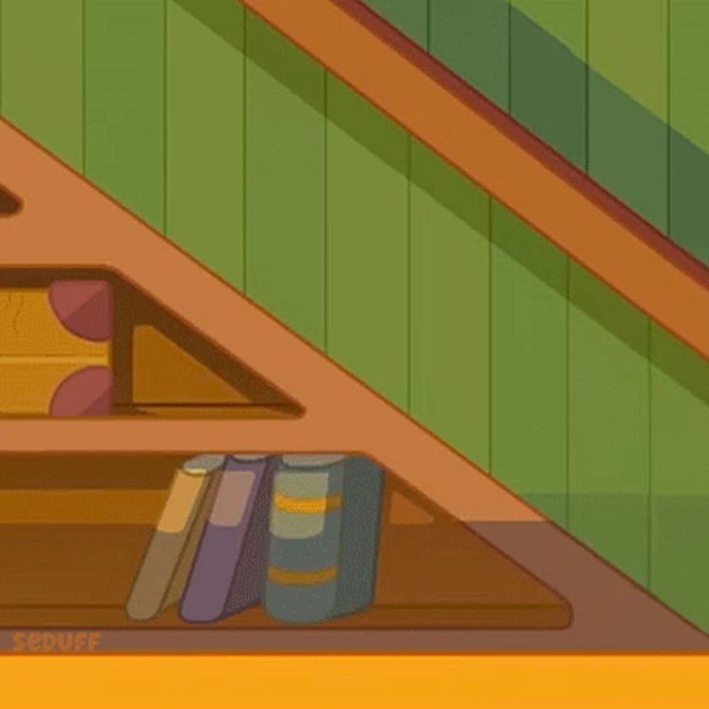 a cartoon unicorn is standing in front of a shelf with books and says guilty .