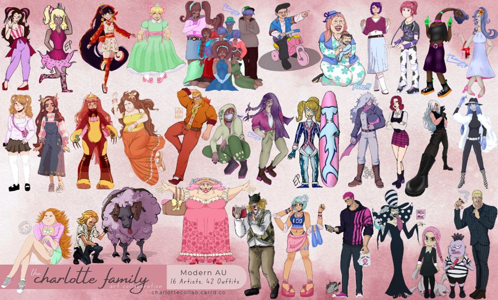 The Charlotte Family Art Collaboration [presents the] Modern AU [mini event]: [featuring] 16 Artists [and] 42 outfits.