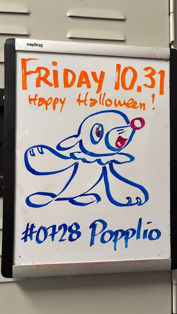 Dry erase marker sketch of Pokémon #0728 Popplio, the trained seal Pokémon 
