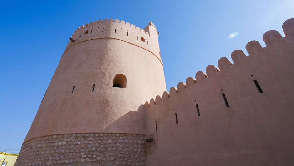 A tower at Bilad Sur Castle in Sur, Oman.