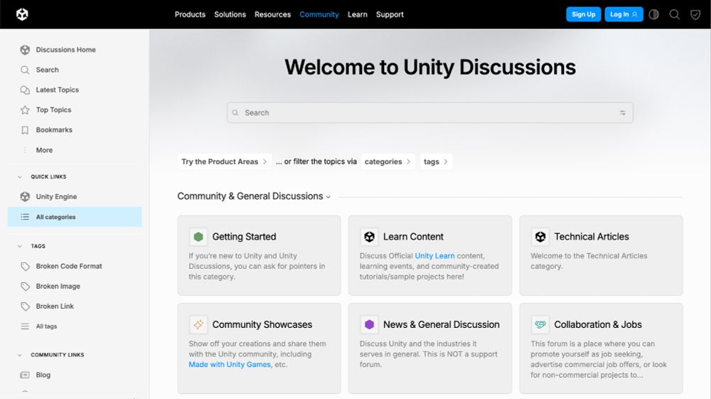 Unity Discussions front page