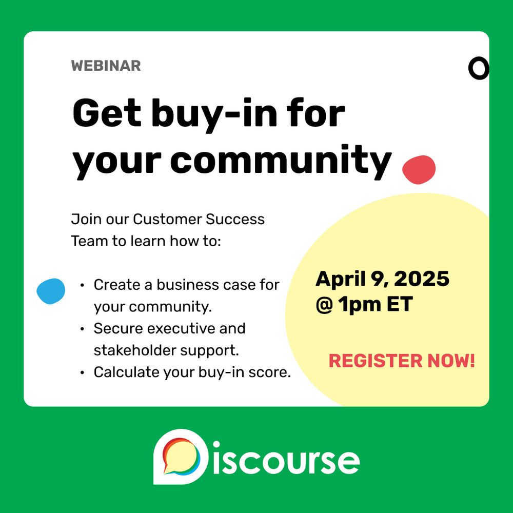 webinar on getting buy-in for your community. April 9 at 1pm Eastern. 