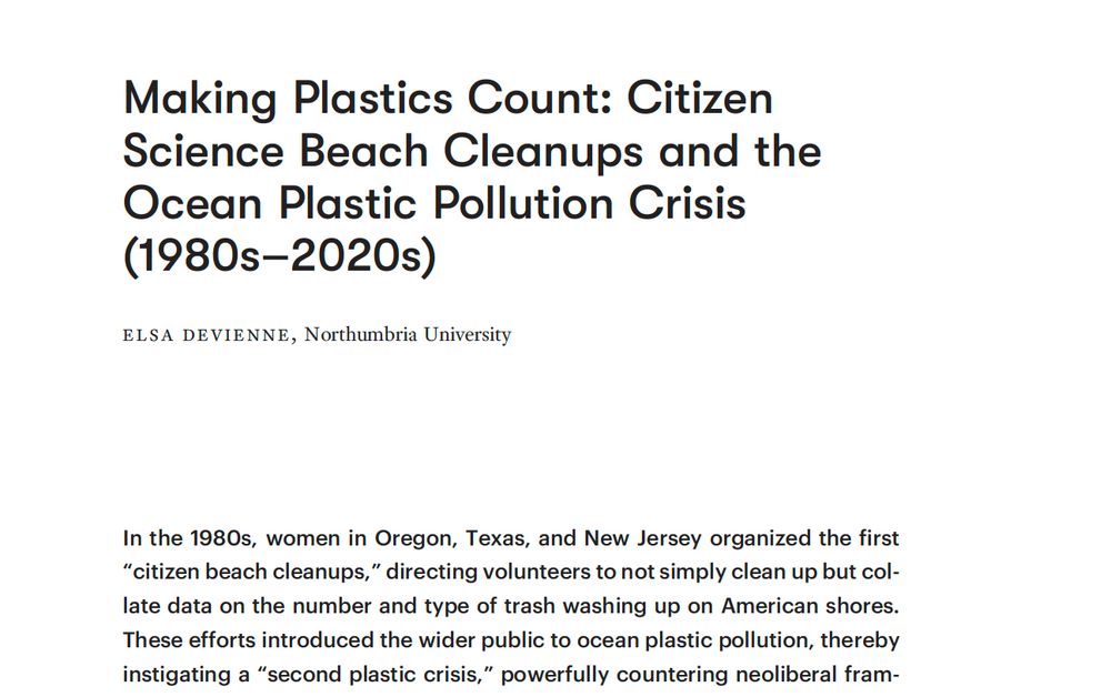 Screenshot of proofs entitled: "Making Plastics Count: Citizen Science Beach Cleanups and the Ocean Plastic Pollution Crisis (1980s-2020s)"