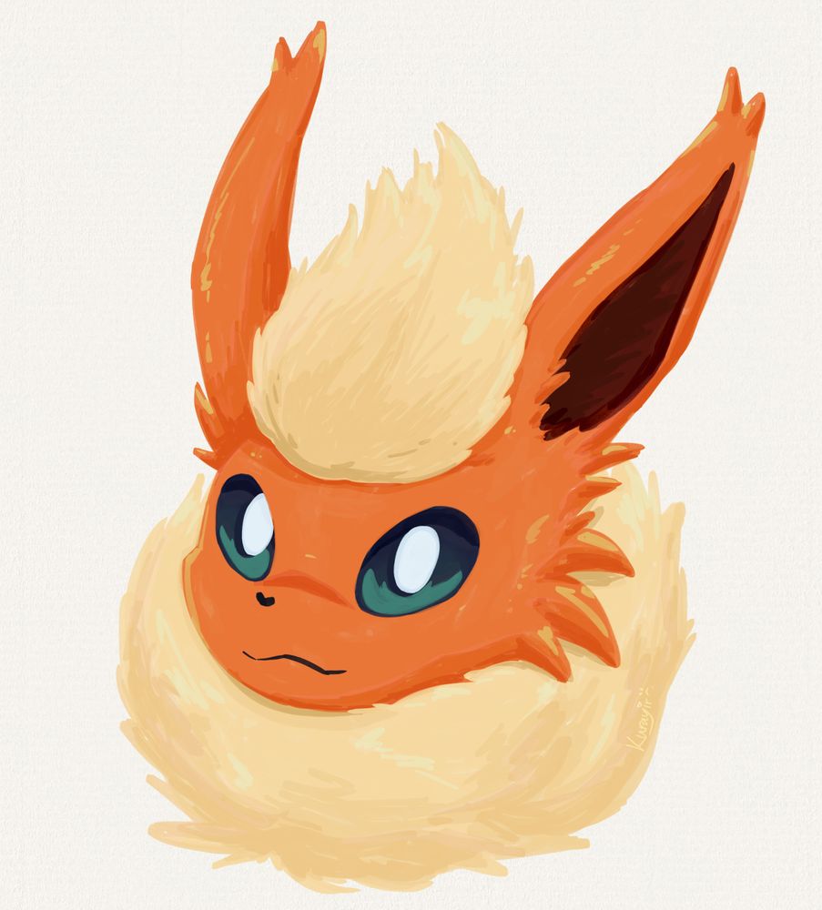 Digital art, headshot of a flareon