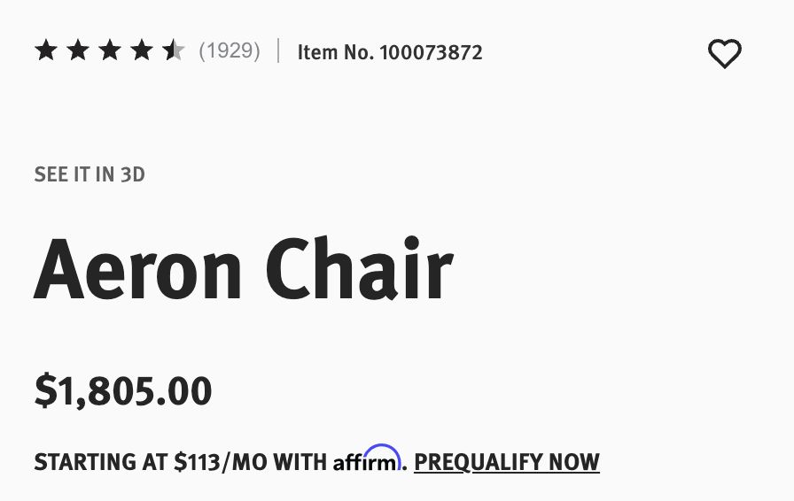 Aeron Chair: $1,805.00