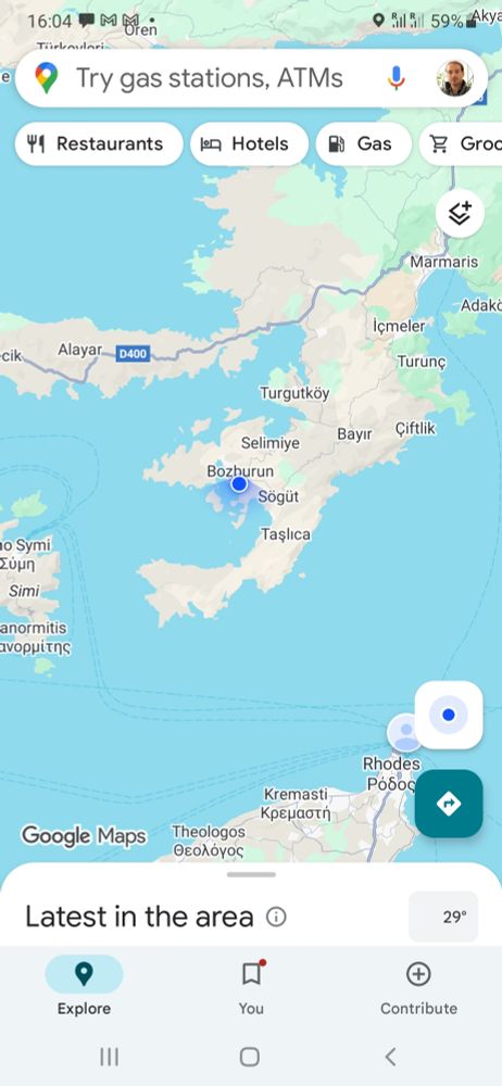 A map showing the starting location of our boat: Bozburun, Turkey