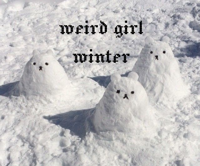 weird girl winter over snow animals 