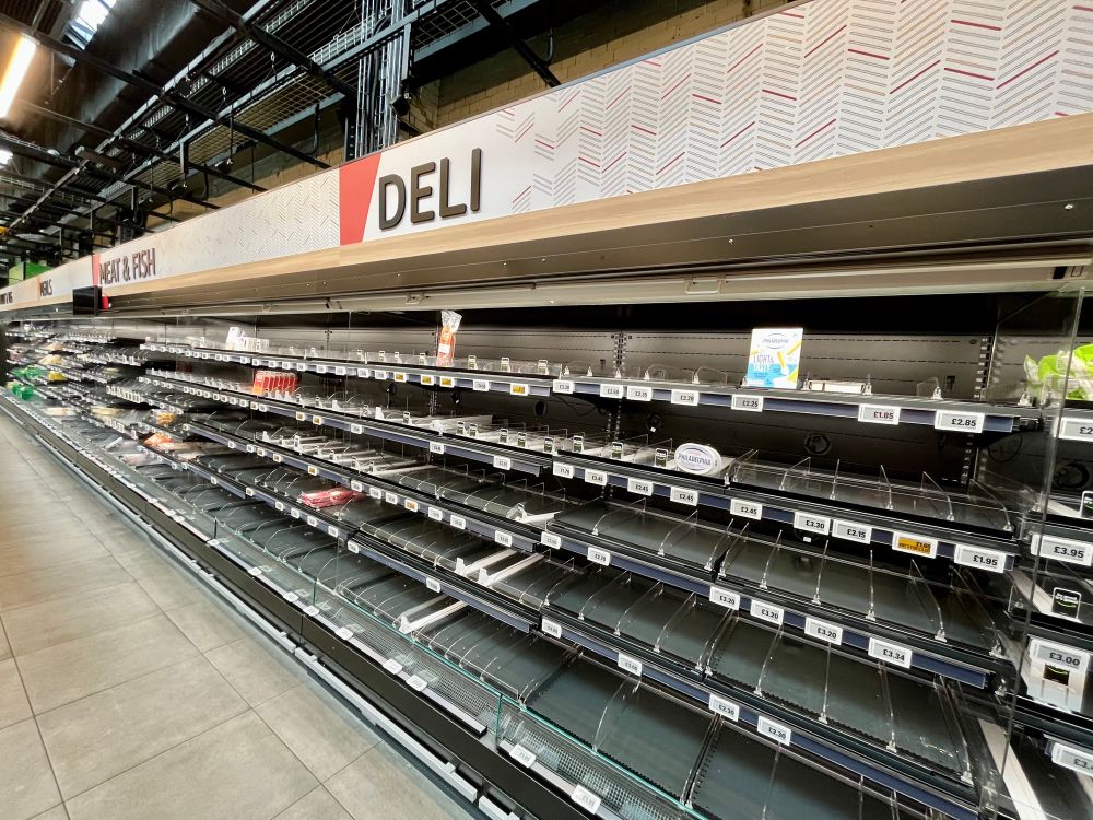 Empty shelves in Amazon Fresh store 