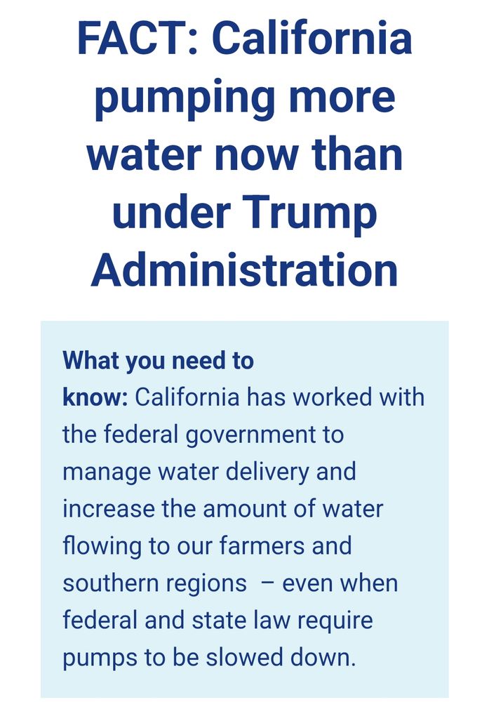Press release from Governor Newsom stating that more water is being delivered to Southern California now than during the first Trump administration. 
