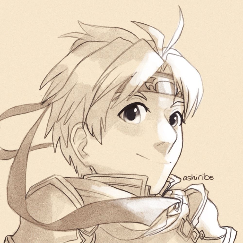 A digital bust sketch of Roy from Fire Emblem. 