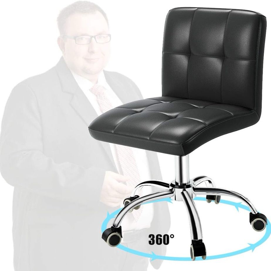 desk chair with faded image of generic white businessman in the background