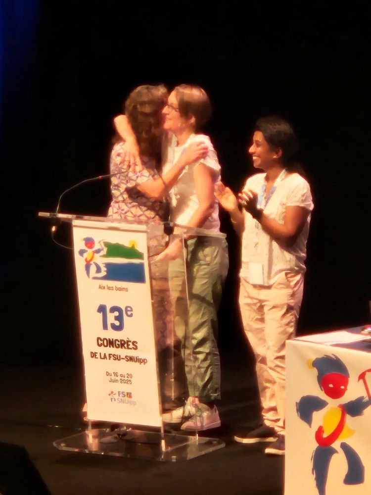 Discours à plusieurs voix, avec Coralie Benech, pour saluer et remercier Guislaine David qui quitte la direction du snuipp
