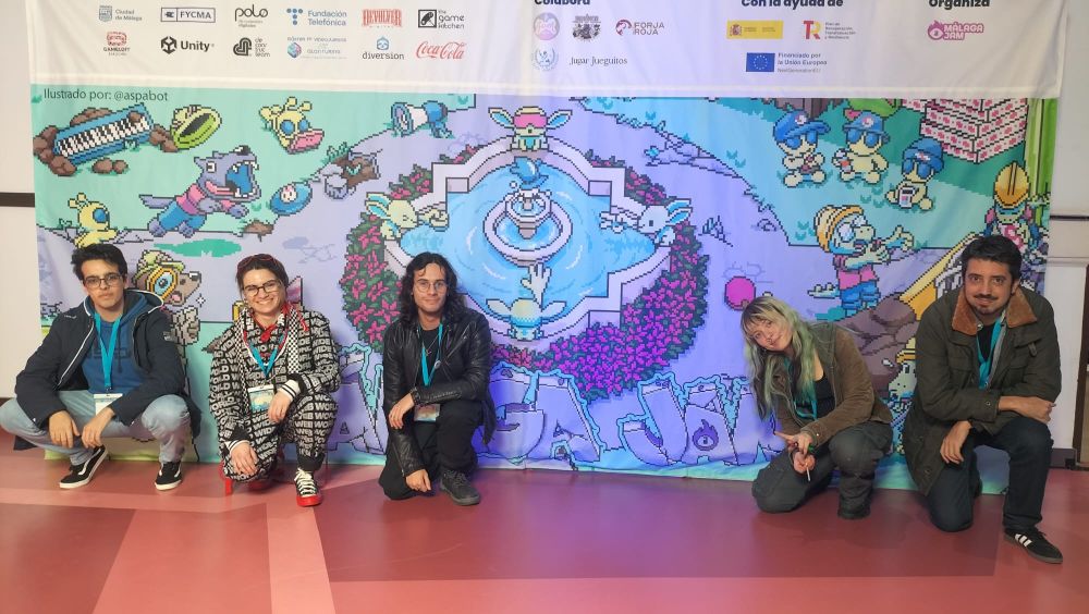 El equipo desarrollador en el photocall de la MálagaJam