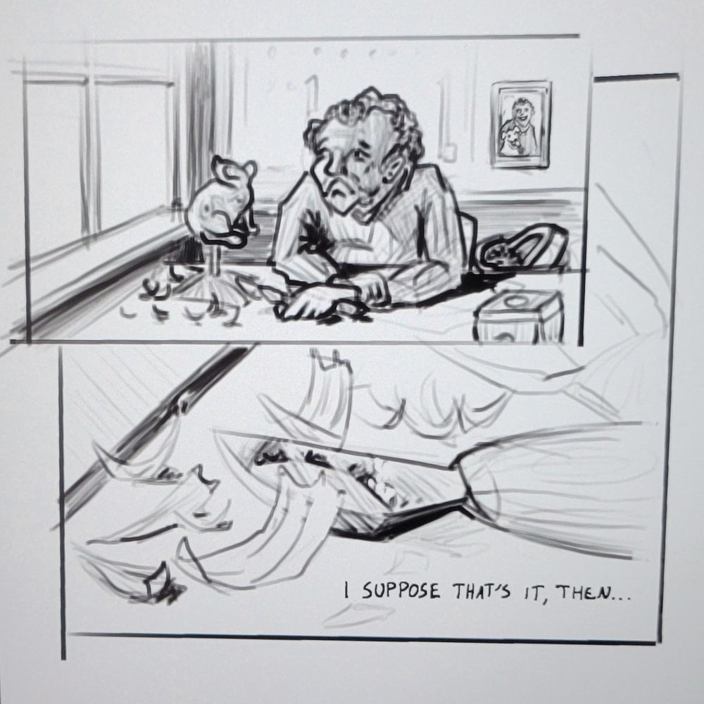Comic of a sad old man mourning his late puppy dog.