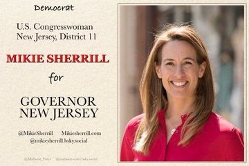 Graphic supporting Mikie Sherill for Governor of New Jersey. Election Nov. 4, 2025.
