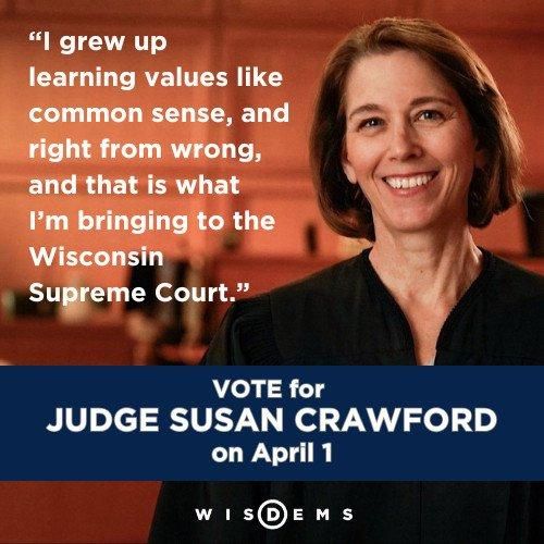 Graphic supporting Judge Susan Crawford for Wisconsin Supreme Court.