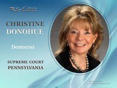 Graphic supporting Christine Donohue for retention on the Supreme Court of Pennsylvania. Election on Nov. 4, 2025.