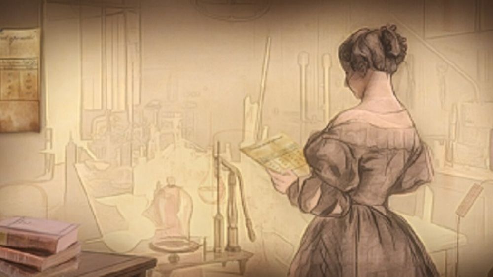 An illustration of Eunice Newton Foote at work on her study of the heat absorption of carbonic acid gas. Image credit: Carlyn Iverson / NOAA.
