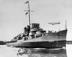 The U.S. Navy destroyer escort USS Harmon (DE-678) underway, ca. August 1943, when the ship was first completed. Photo credit: U.S. Navy.