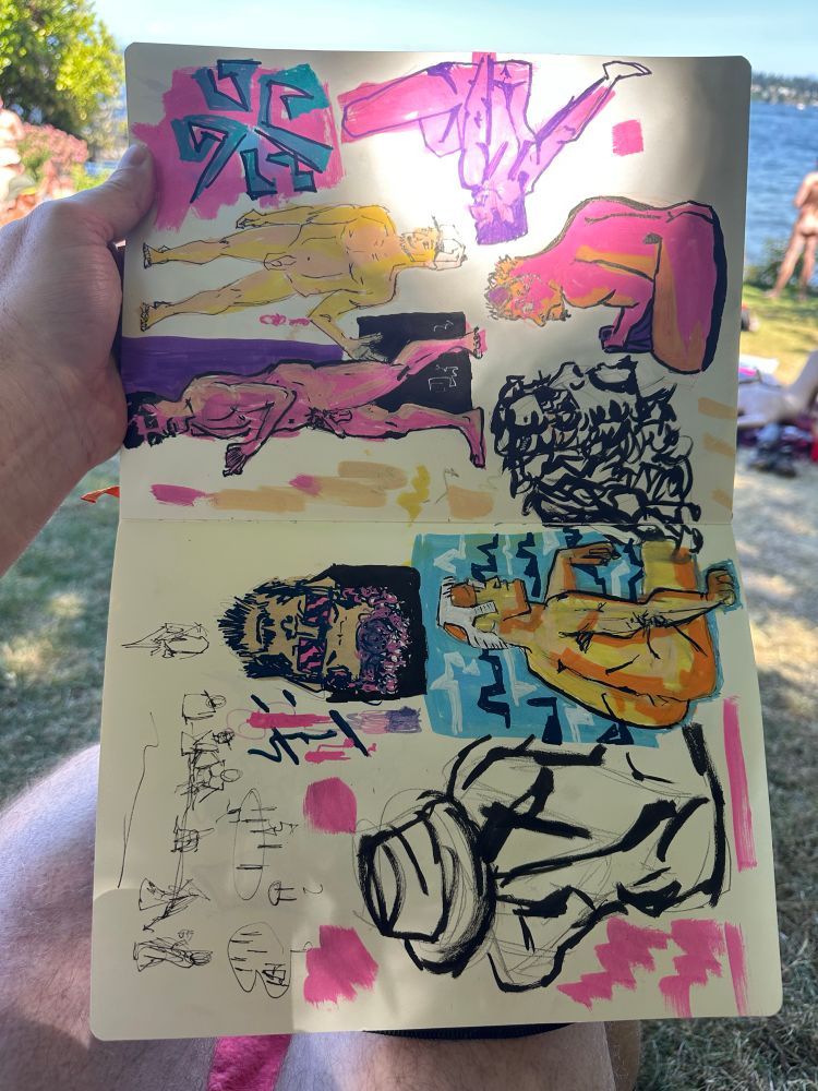 Sketchbook full of my drawings from today at Howell beach.