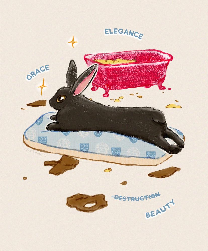 Bunny Rabbit Black Bun Cute Illustration Comms Commission Pet Drawing