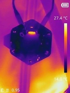 IR photo of a hexagonal circuit board.