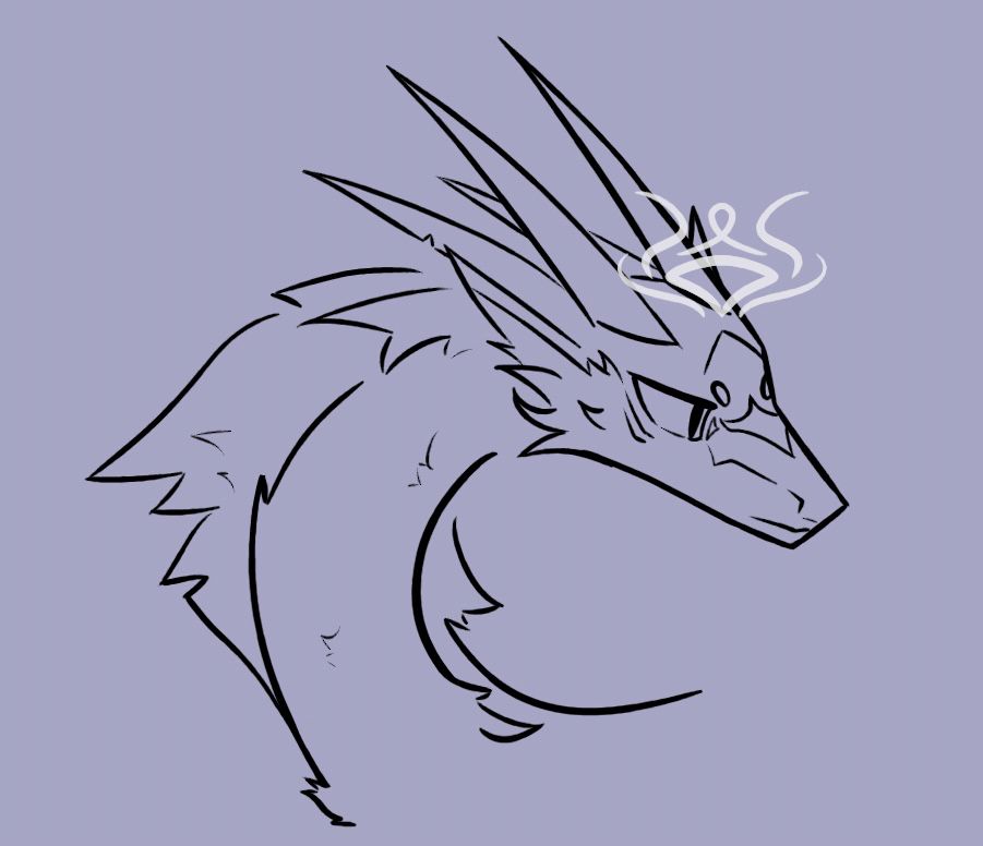 Another angle of the feathered dragon’s head, his crown still facing the viewer. 