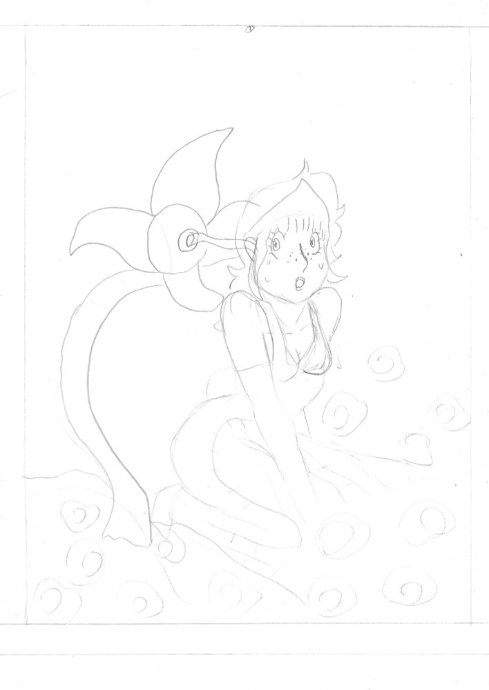 The plant inserts its tentacle in the ear of the gardener girl