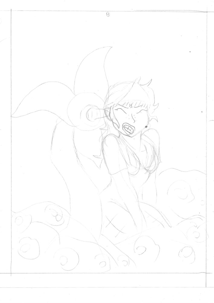 The plant begins to pull and the girl cringes