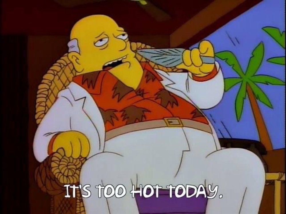 "It's too hot today." -- guy from The Simpsons